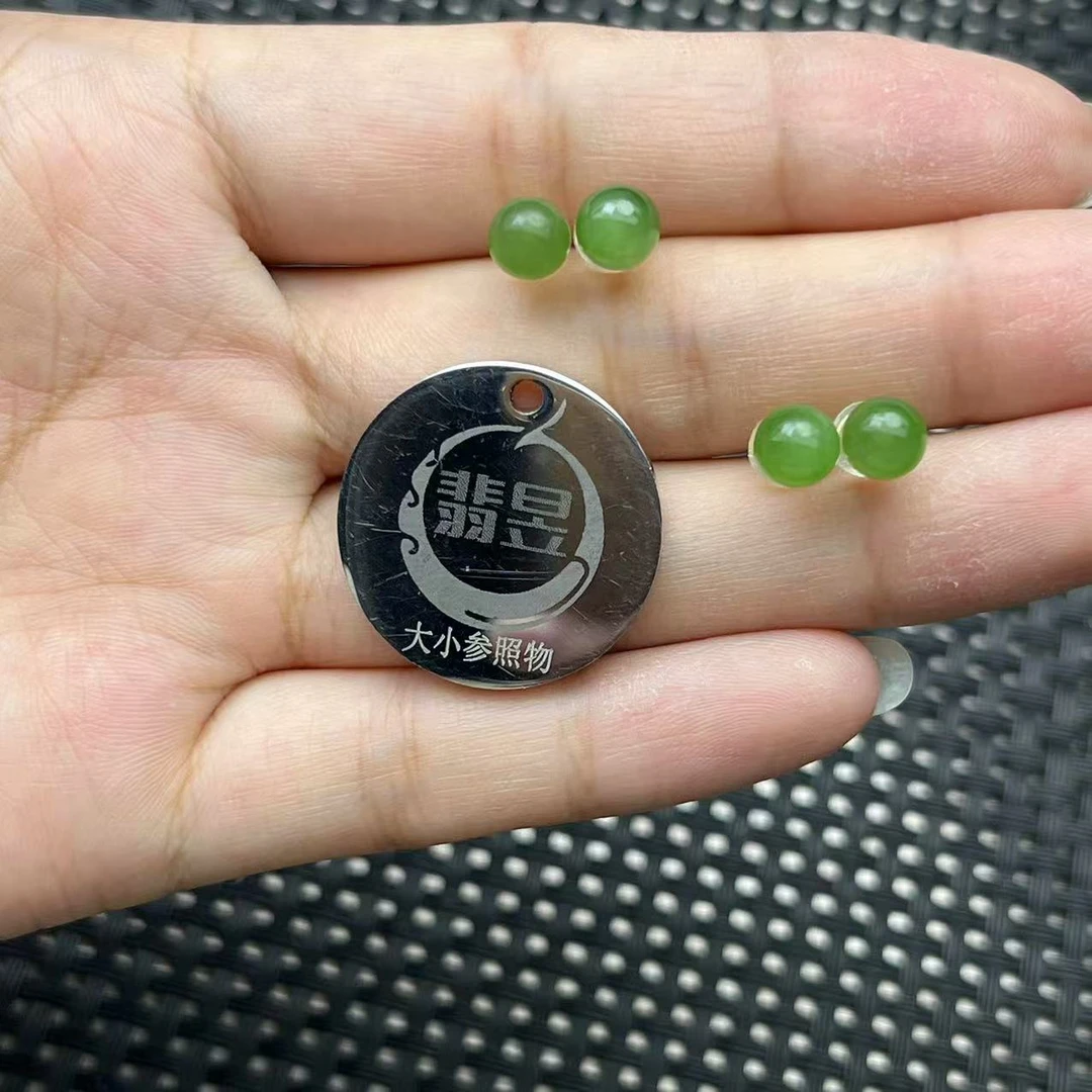 翡昱-N6-14753-天然和田玉耳饰s925银镶/约5+/-多样性发一对-C