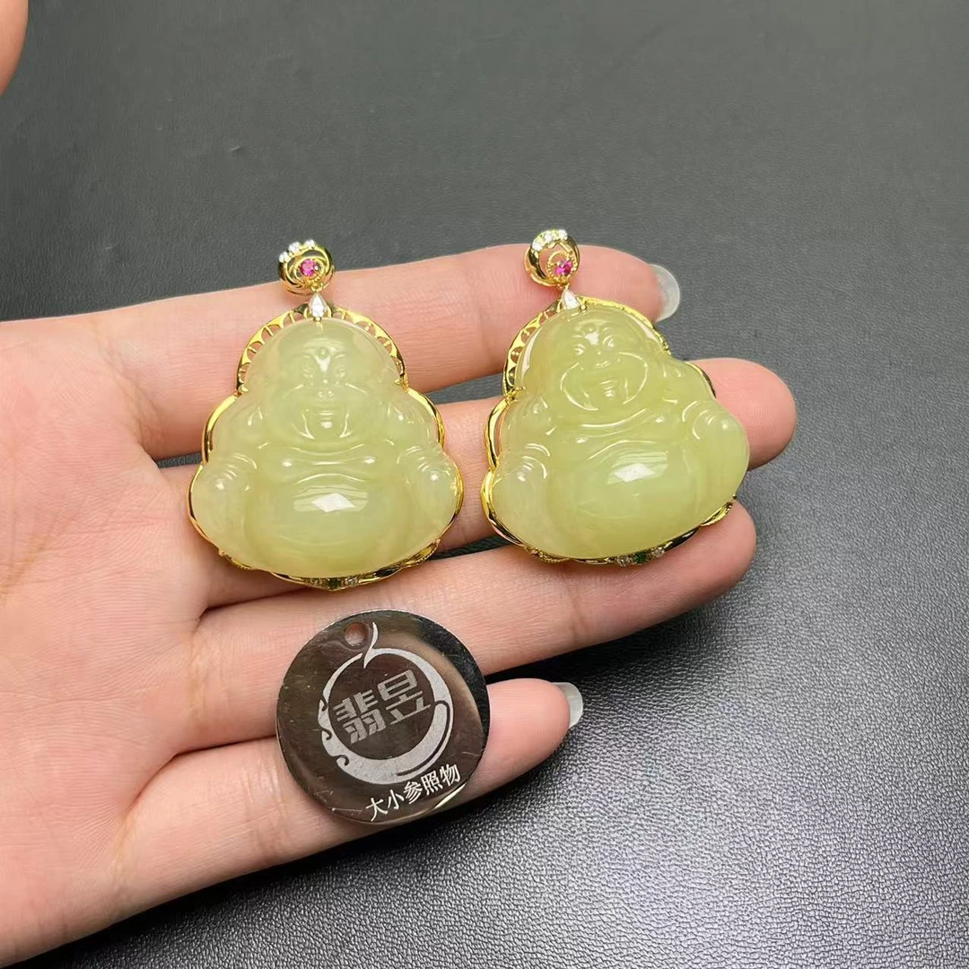 翡昱-N3-18009-和田玉吊坠18K金扣/约30*30*10/-多样性发其一-D