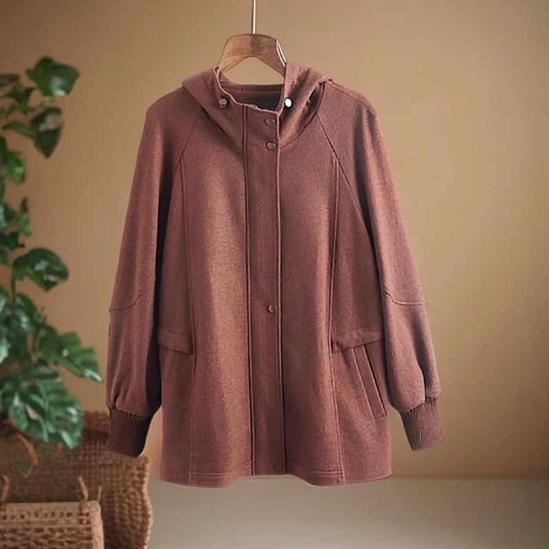 胖太太大码女装秋季新款时尚韩版连帽中长风衣外套宽松824304110