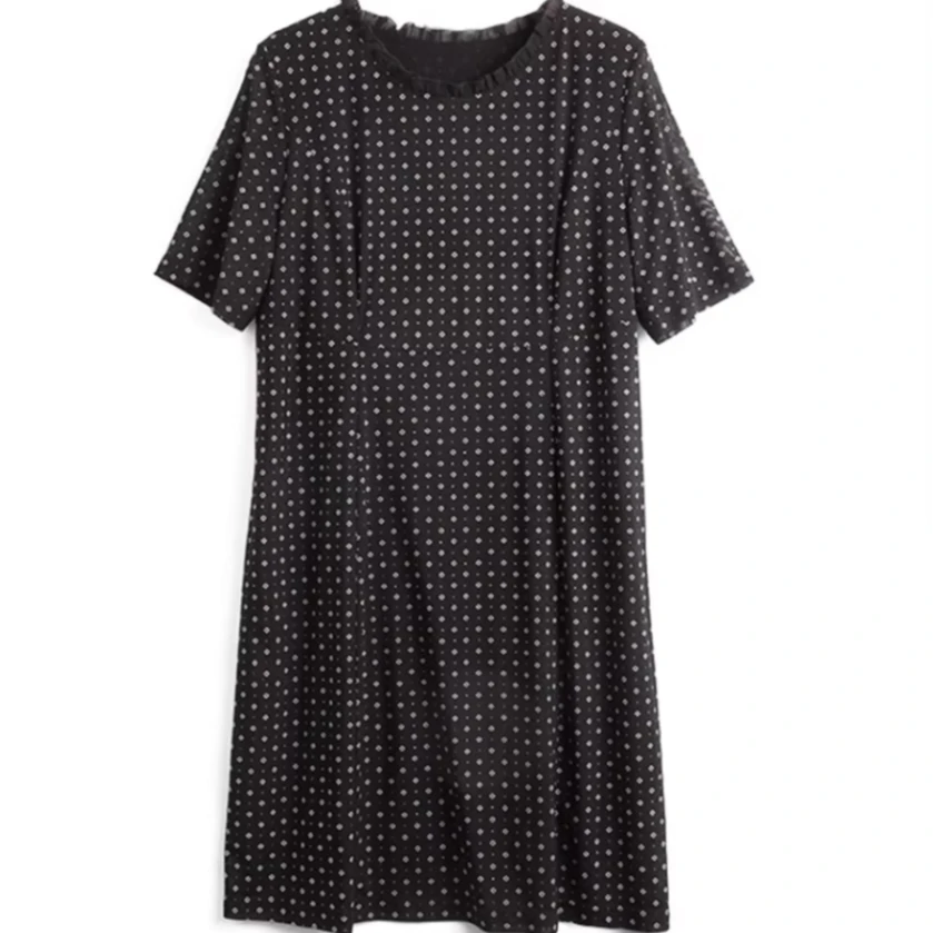 胖太太大码女装夏季新款时尚中长圆领碎花中长款连衣裙323215241