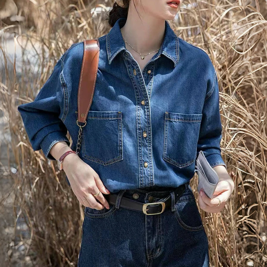 春季新款软衬衫女叠穿百搭小众设计感复古港味宽松长袖上衣