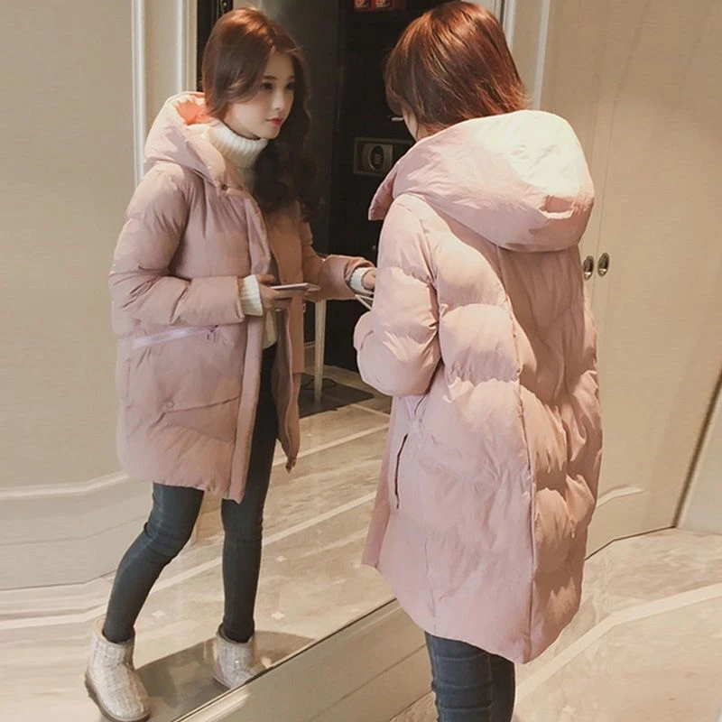 冬季新款羽绒服女中长款冬季加厚保暖羽绒服女学生韩版面包服宽