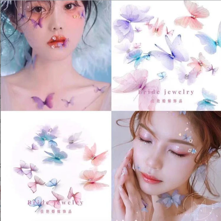 非金属布艺婚庆饰品 纱质仙仙气质款多色蝴蝶贴片婚庆饰品