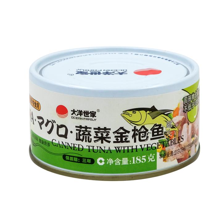 大洋世家 蔬菜金枪鱼罐头 185g真空营养严选冷冻长期深海储存微辣
