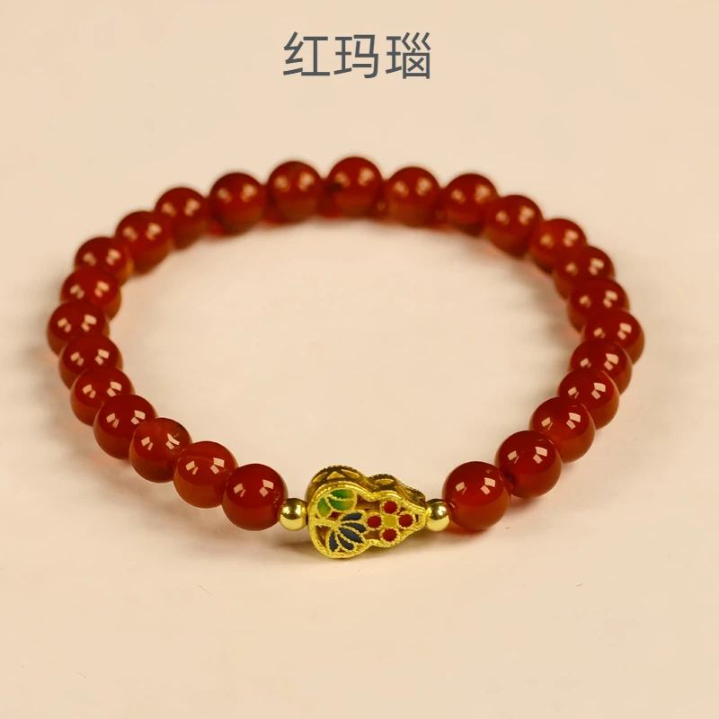 天然红玛瑙手链高品质葫芦款手串单圈百搭时尚女款手链散珠串珠