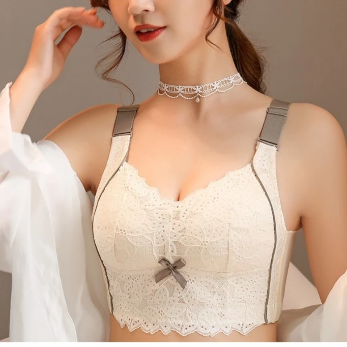 内衣女聚拢文胸全罩杯无钢圈调整型大胸提拉显小薄款女士内衣文胸