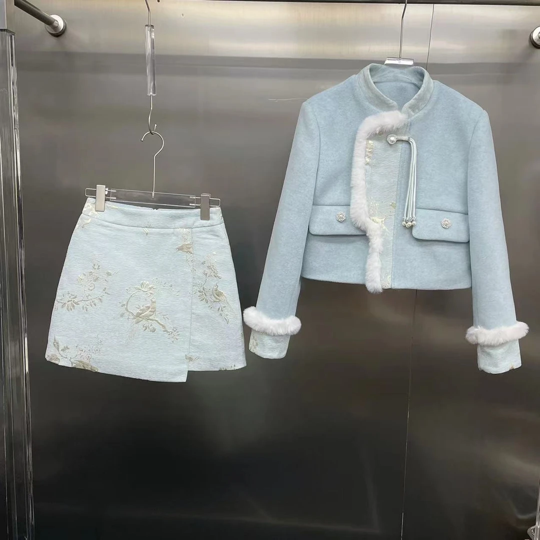 D-GIRLHOOD【月下阑珊】小香风冬季保暖百搭羽绒套装