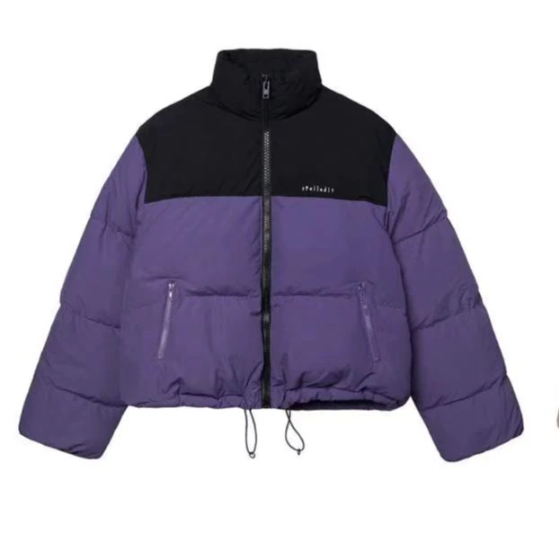 SP立领拼色韩系羽羽服/NO退换韩系秋冬装紫色