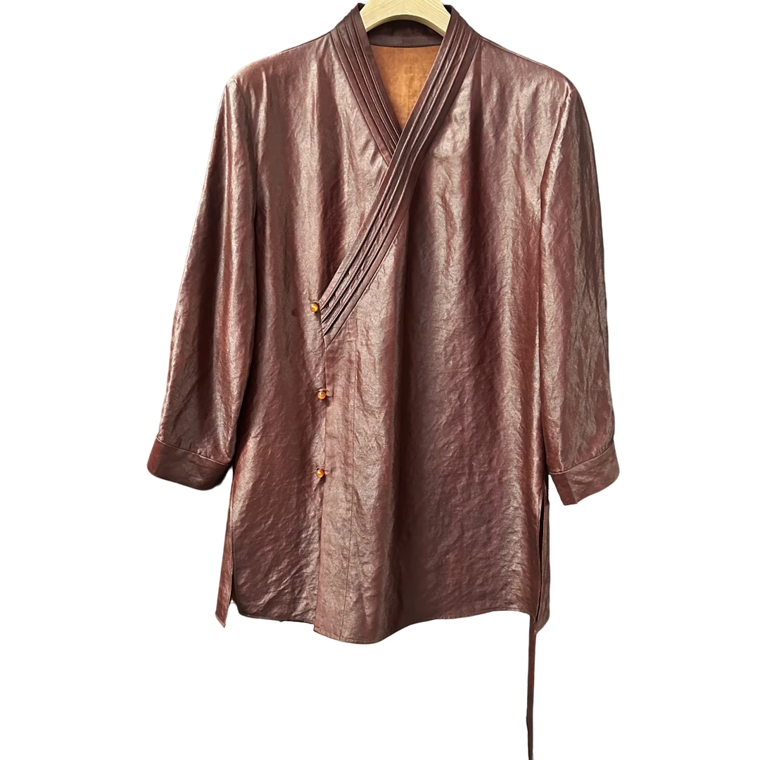 枳锦手作香云纱旗袍传统工艺手工定制（L）