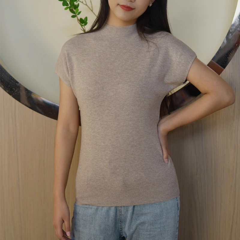 半高领针织衫毛衣修身百搭时尚圆领套头显瘦短袖女打底衫保暖秋冬