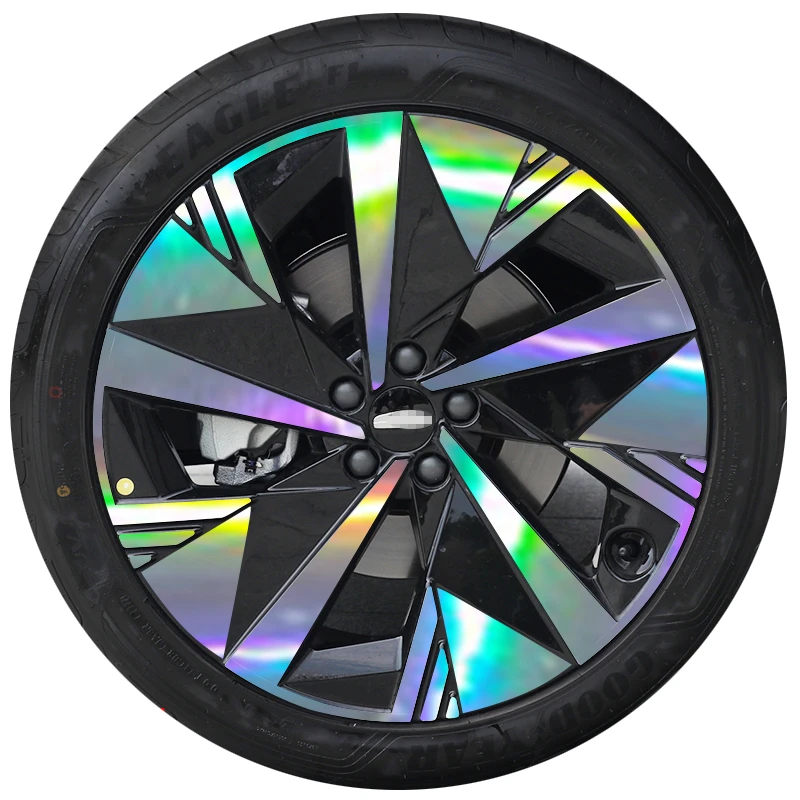 专车吉利博越L轮毂贴纸 轮廓个性装饰七彩镭射防水反光划痕遮挡膜