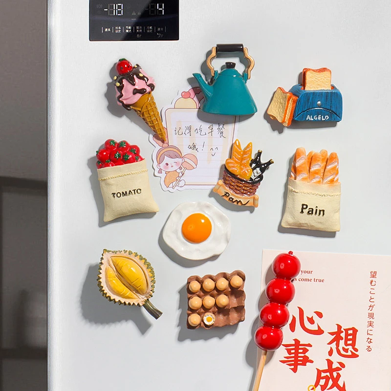 北欧冰箱贴ins风高颜值3D立体食物榴莲可爱创意磁性贴装饰磁力贴