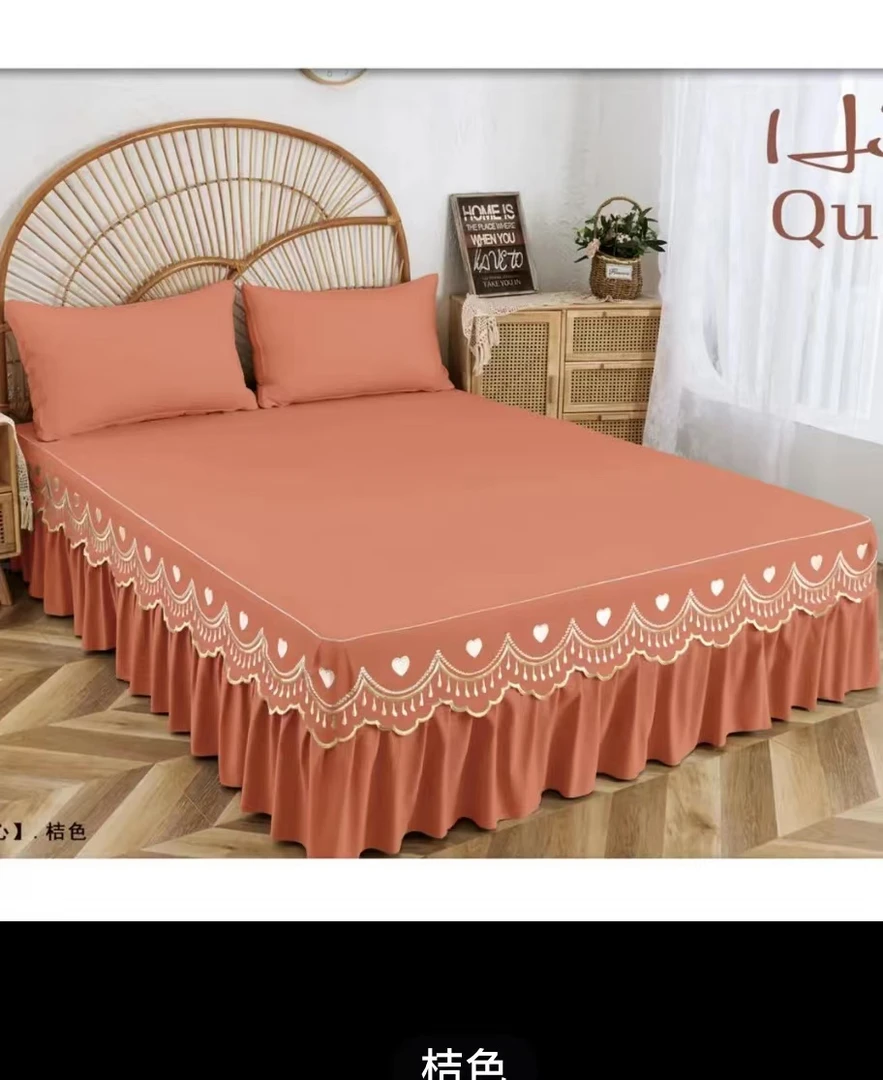 特种秀纯色定位单独床裙家用罩床床罩防滑亲肤韩版纯色韩式单床裙