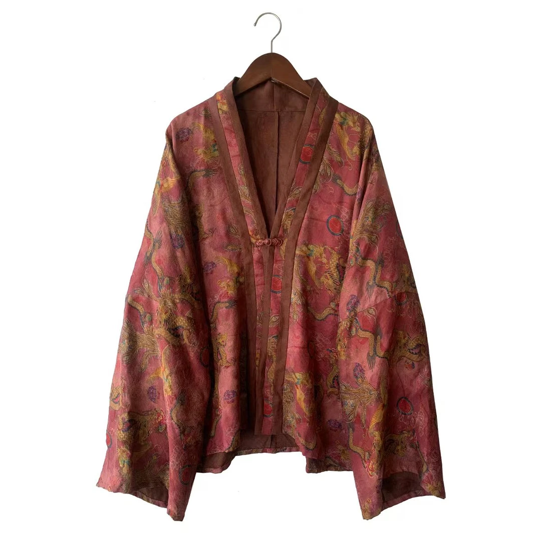 【云上分享】云雾里2059#原创设计复古新中式红云纱对襟开衫上衣