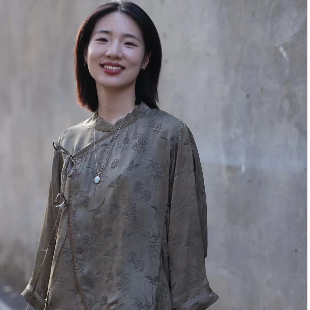 【云上分享】慢慢变蓝S6121桑蚕丝斜襟上衣