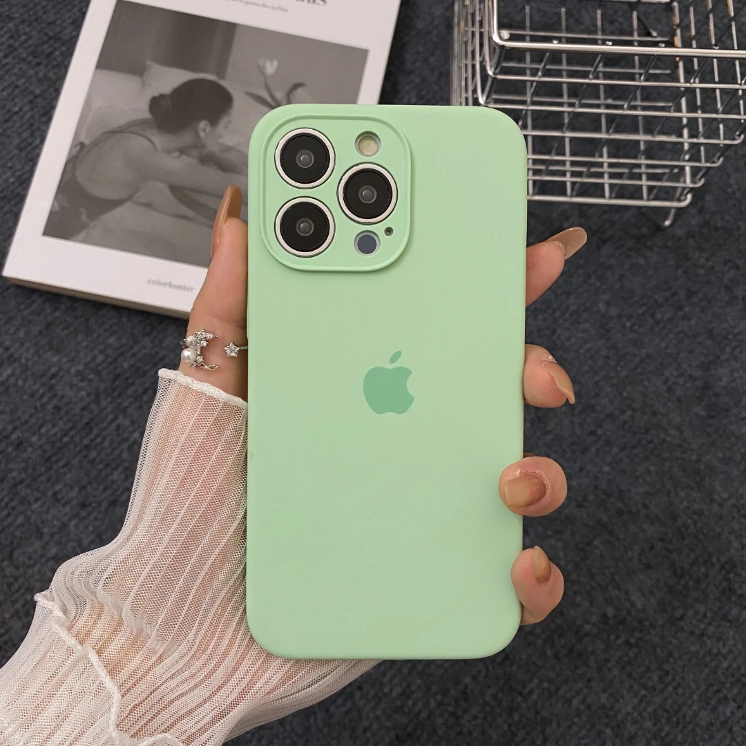 开心果色适用苹果15pro防摔手机壳液态硅胶iPhone14pro简约13全包
