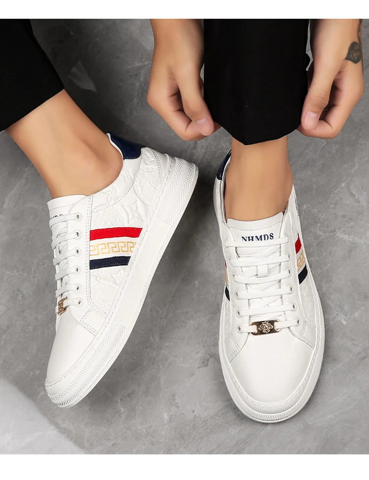 品牌：女皇美杜莎男士轻奢时尚百搭低帮小白鞋秋冬真皮板鞋--9922