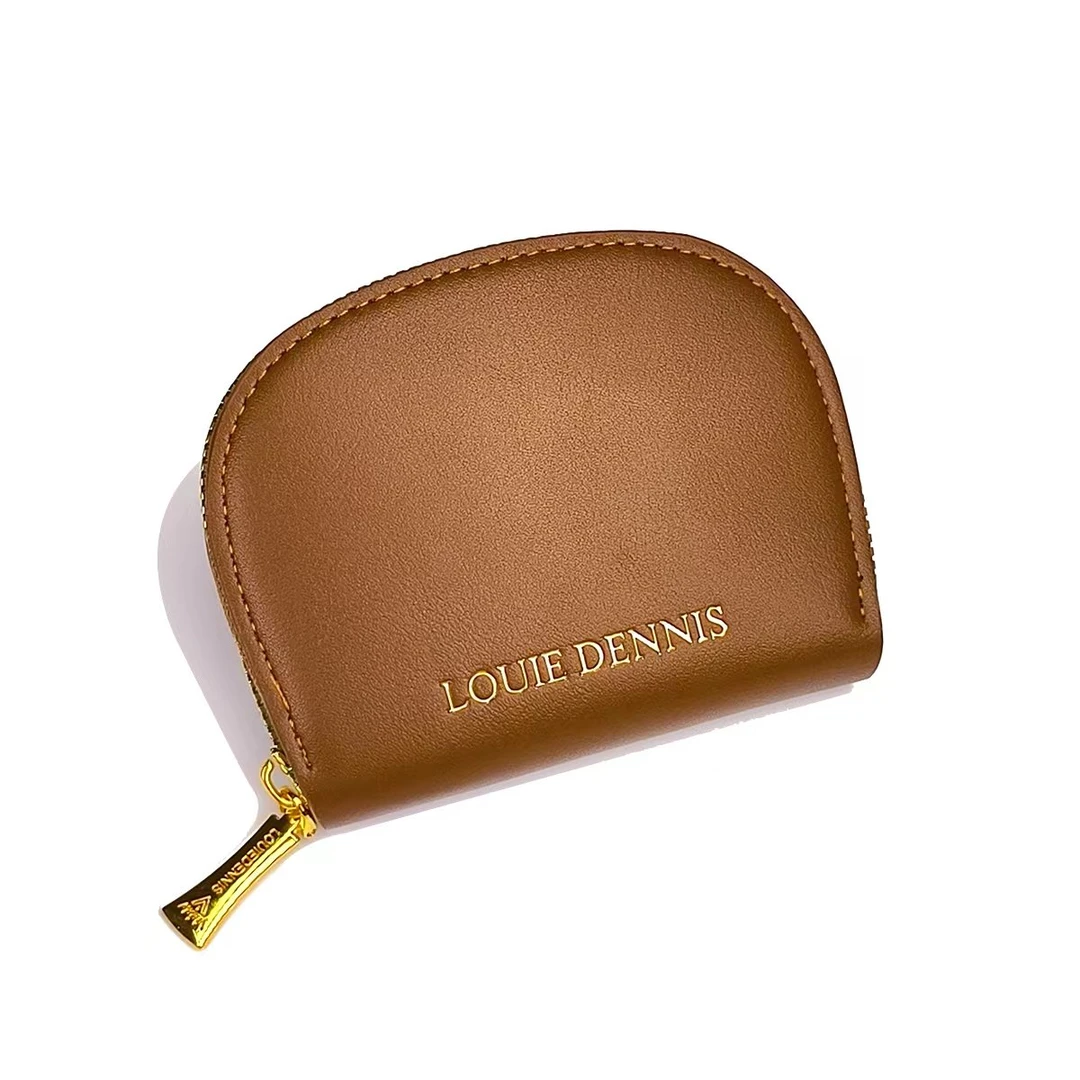 轻奢Card女士证件包多位高档复古百搭便携拉链名片包-8068棕色