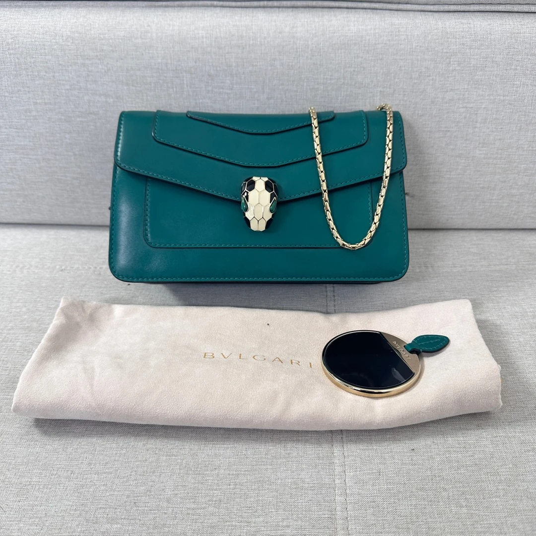 95新 BVLGARI/宝格丽 宝格丽绿色蛇头包