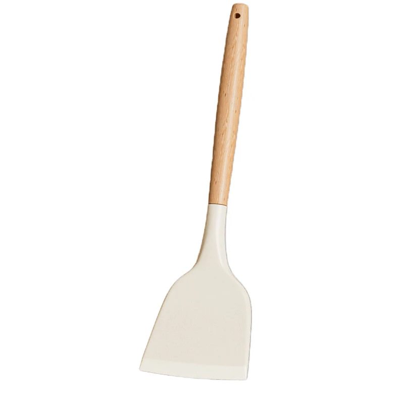 厨房家用硅胶铲不沾锅专用炒菜铲汤勺大号榉木手柄耐高温