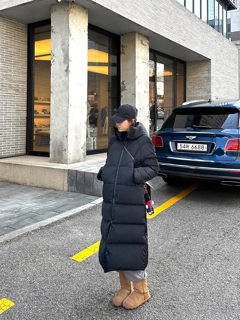 YANGLE_长款羽绒服女过膝显瘦高级感2025年冬季新款泡芙保暖外套