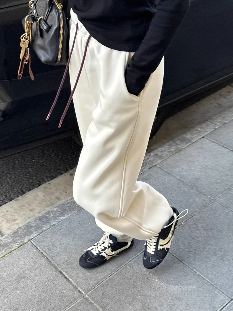 YANGLE_休闲裤子2025春季新款卫裤女束脚宽松慵懒抽绳撞色休闲裤