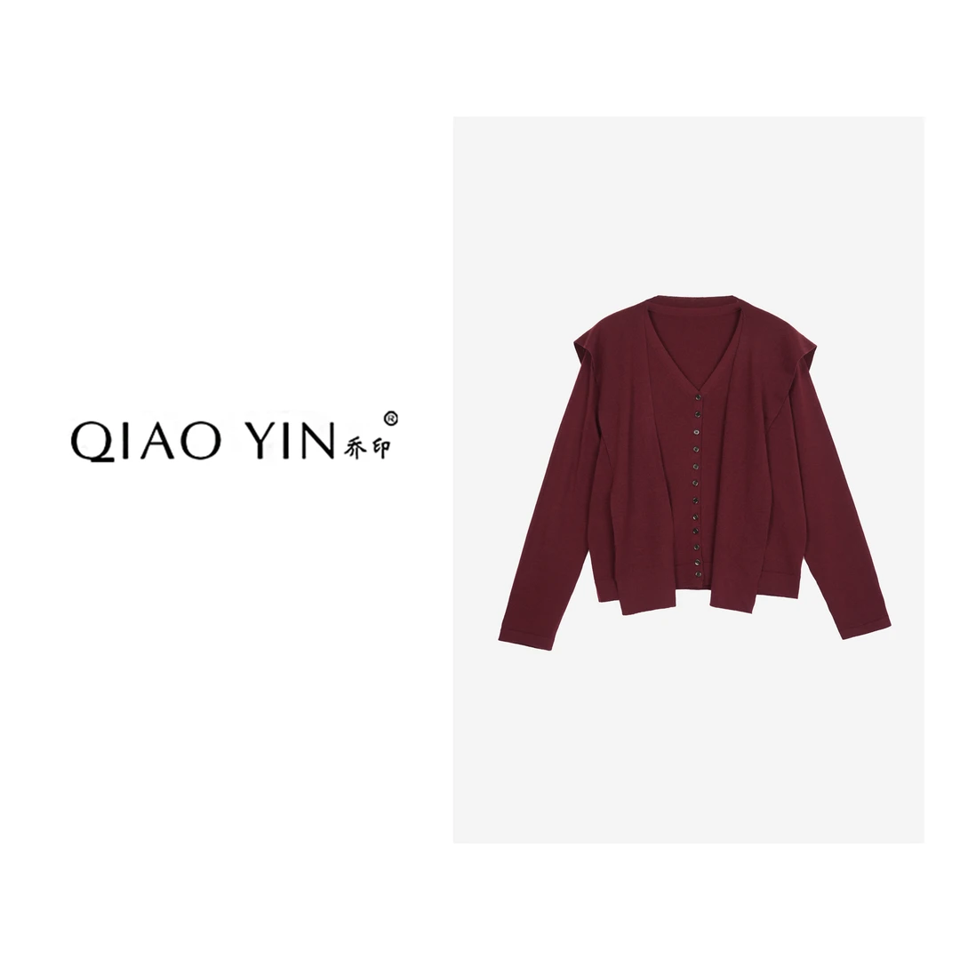 2024秋冬新款气质网红短款时尚红色纯色设计师女装小衫QY25276