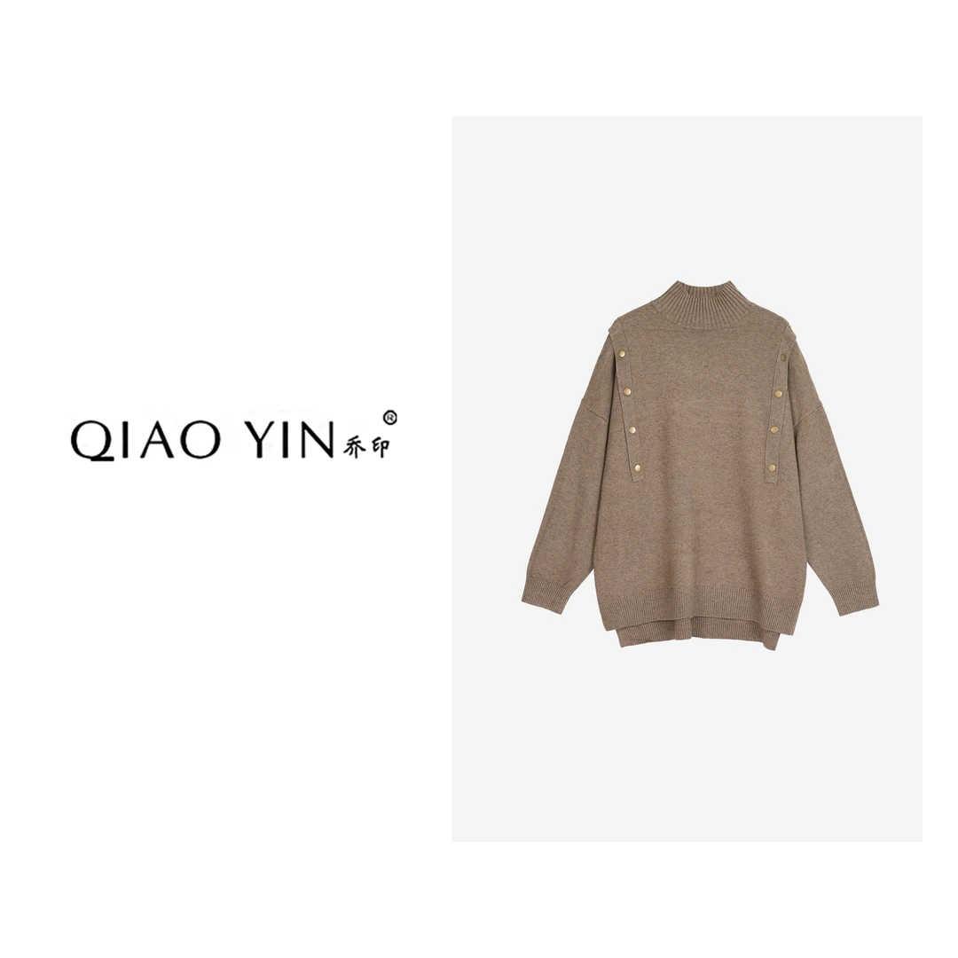 2024秋冬新款针织时尚休闲半高领圆领套头女装毛衣QY25587