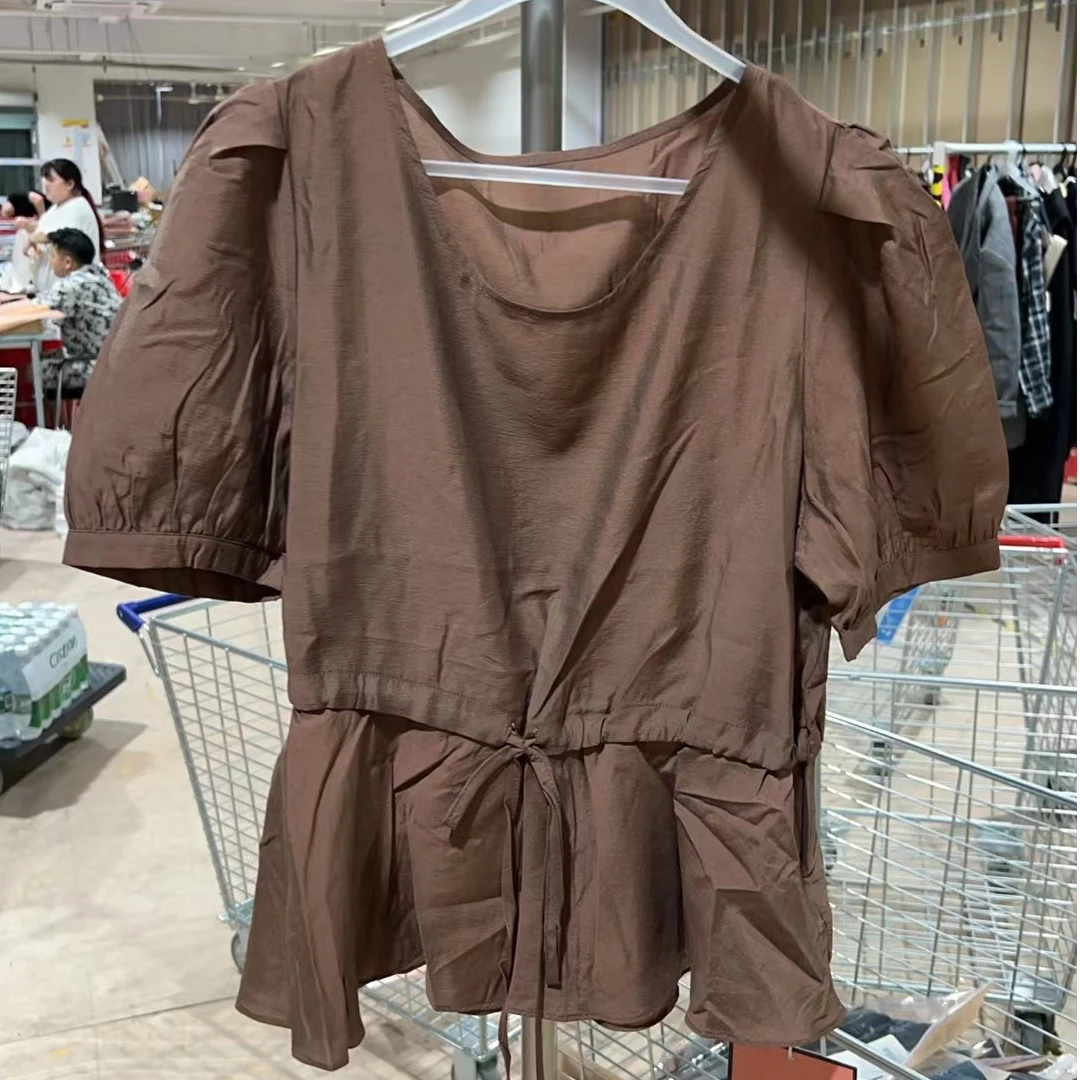 乔印显瘦气质时尚休闲百搭夏季收腰褶皱女装小衫QY24643