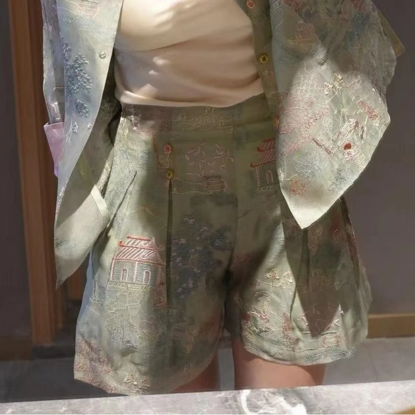 YUNSHUIHE定制！亭台楼阁短裤！