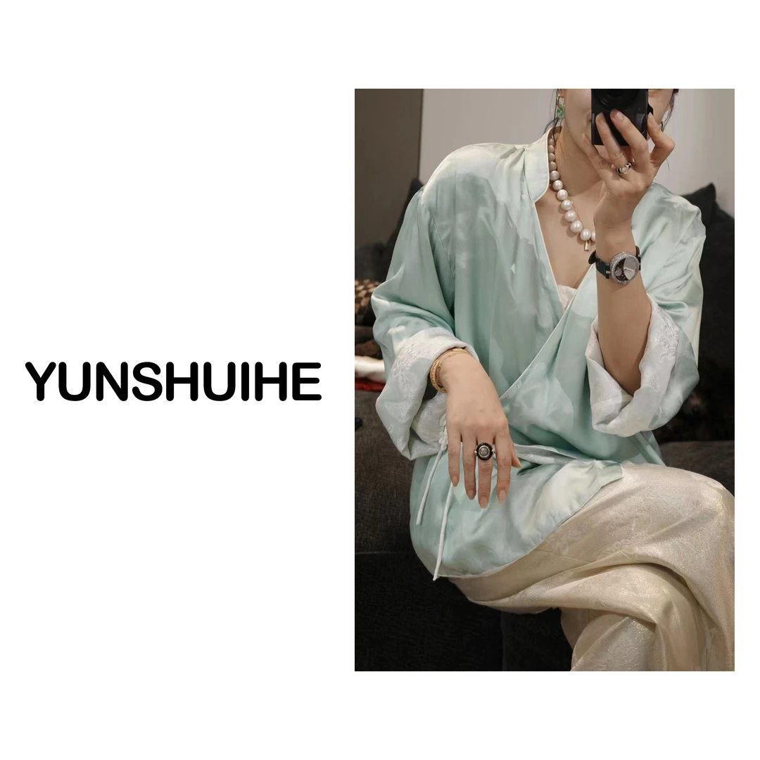 YUNSHUIHE/云水禾薄荷糖-高订全桑蚕丝双面穿慵懒外套WS230717