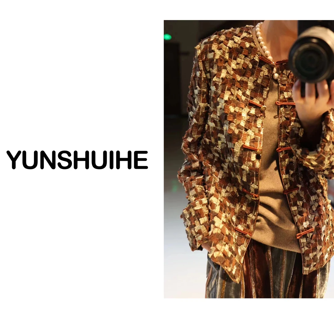 YUNSHUIHE/云水禾设计师款高端定制轻奢时尚立体浮雕外套ZW231007