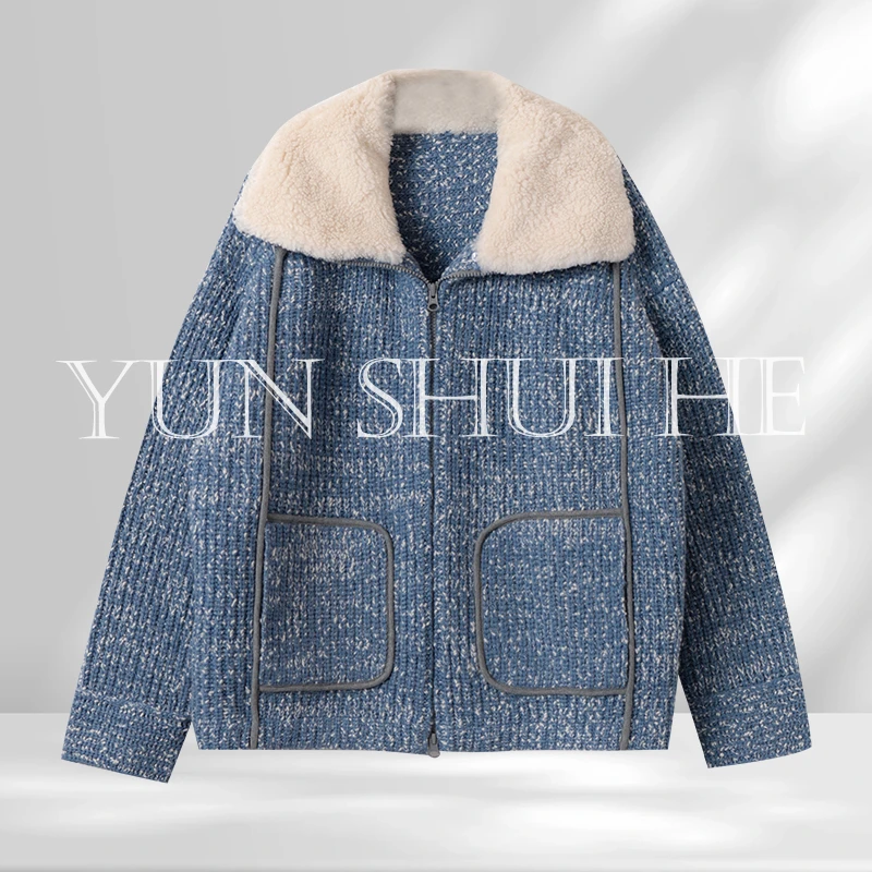 YUNSHUIHE/云水禾康赛妮羊绒软糯翻领外套-WS2401020