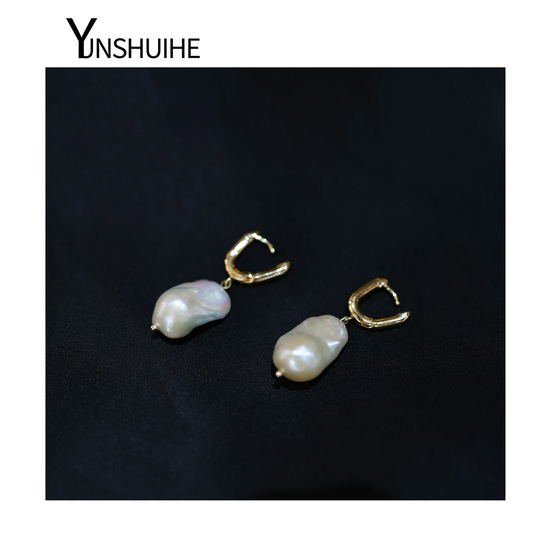 非金属莫桑石耳饰 天然巴洛克异形珍珠耳环-WE240601