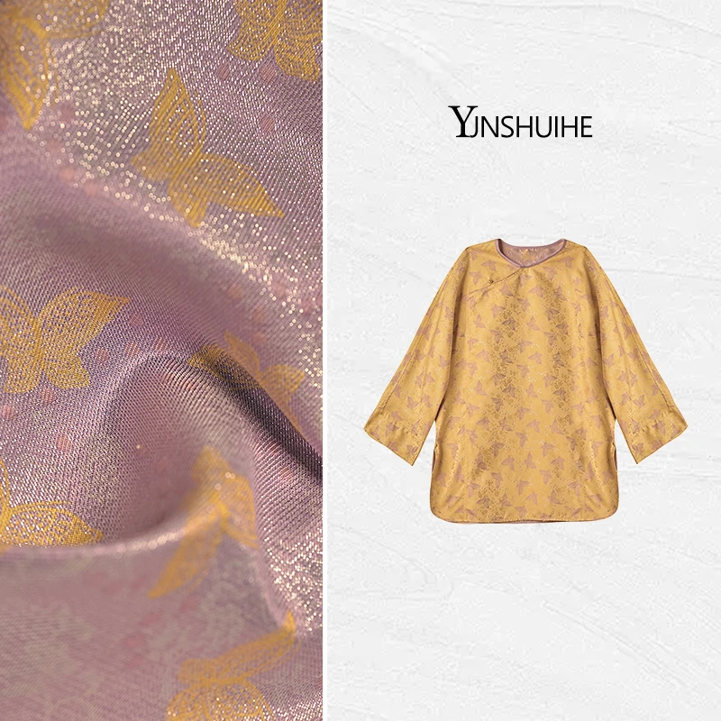 YUNSHUIHE/云水禾一克拉蝴蝶-设计师提花桑蚕丝上衣ZW24011