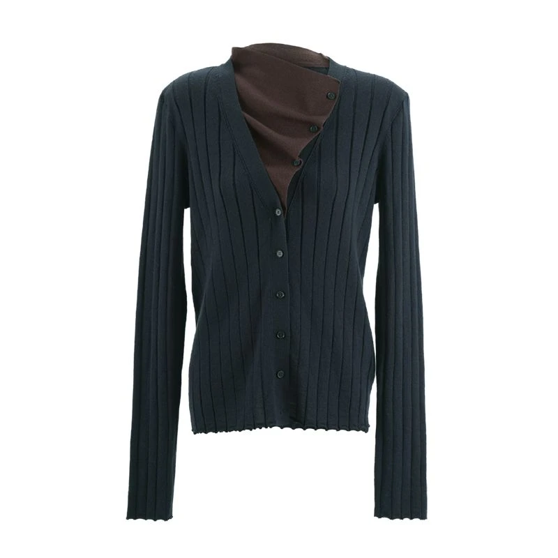 YOEYYOU 设计师品牌24AW新品假斜领毛织开衫显瘦气质时尚修身