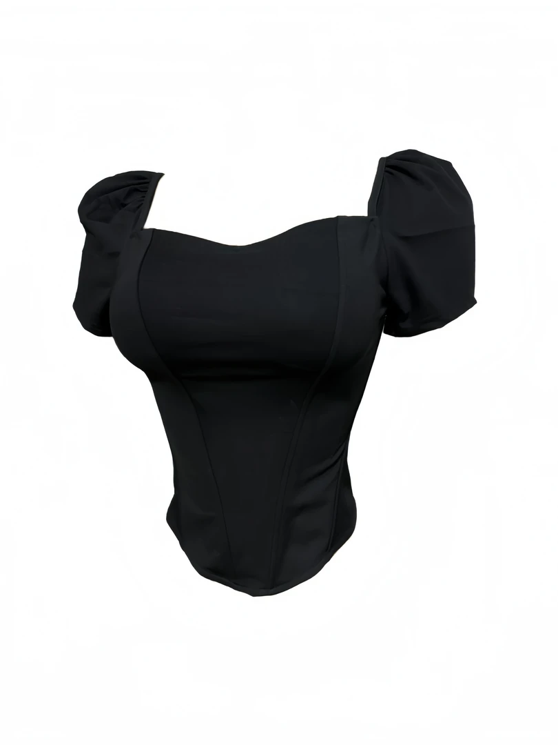 【Amy家】微胖mm纯欲辣妹性感立体鱼骨短袖T恤女夏季修身巨显瘦上衣