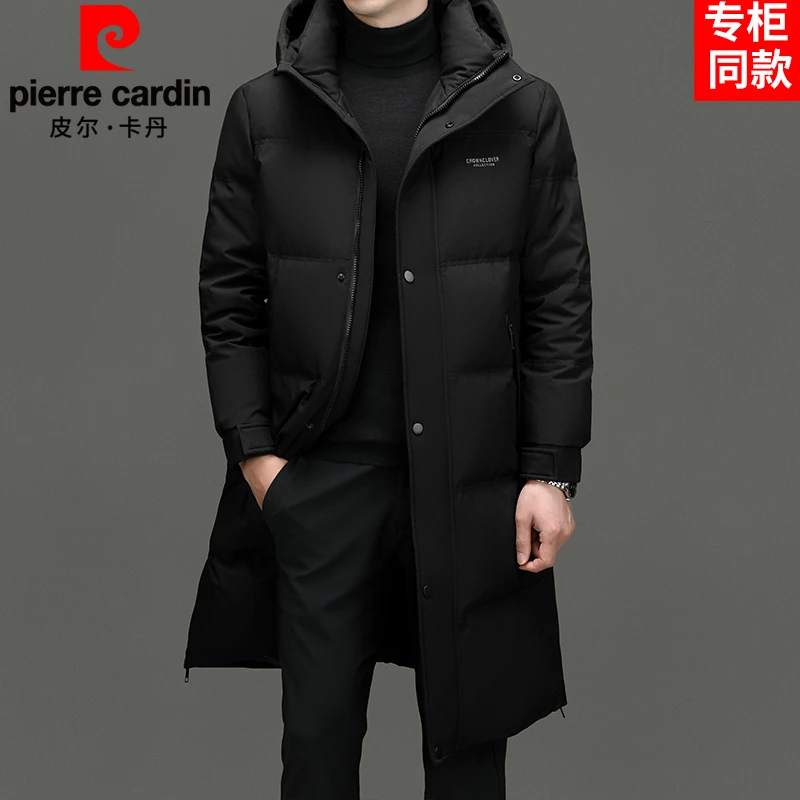 皮尔卡丹高端中长款羽绒服男士2024新款冬季加厚时尚潮流保暖外套