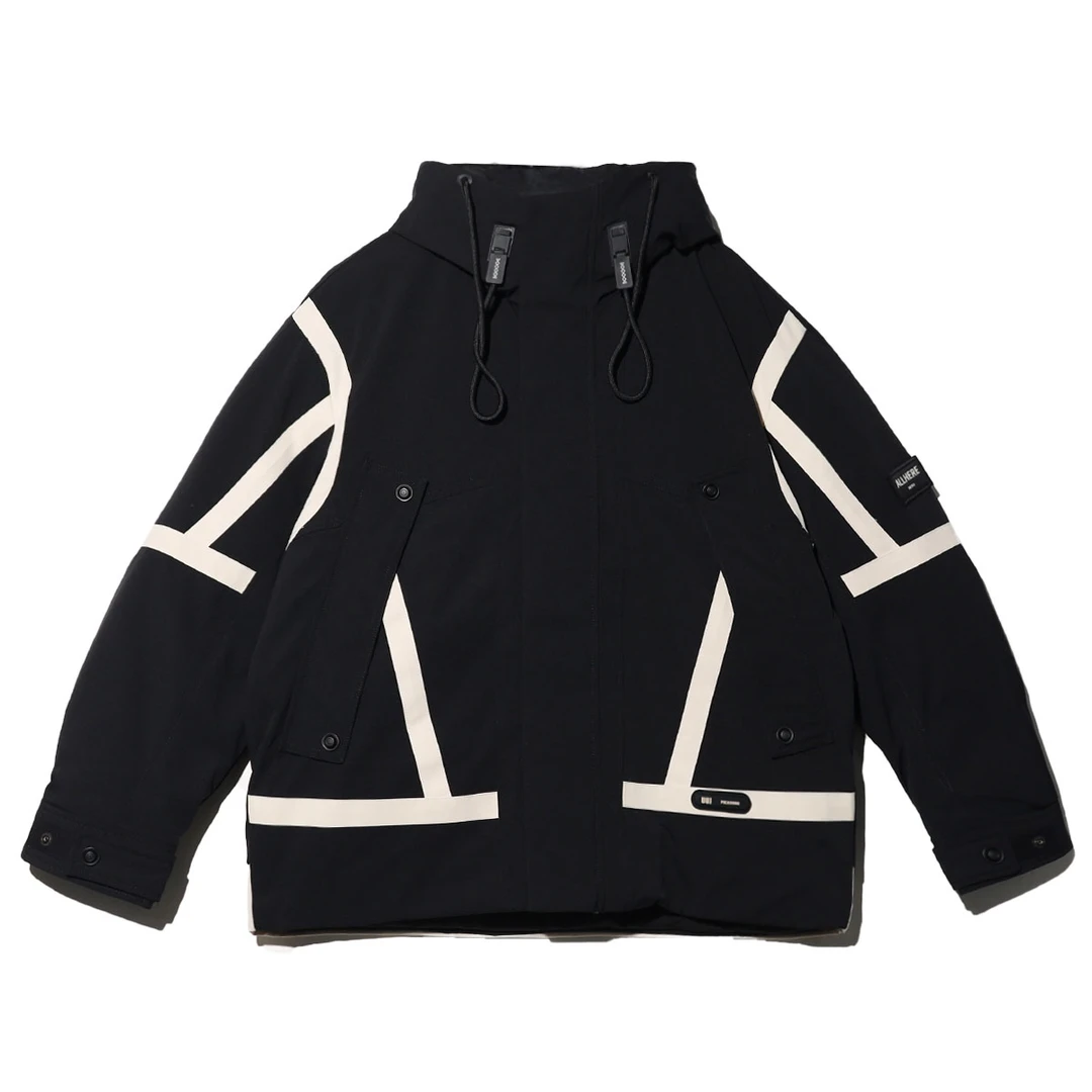 23099冬季设计师款拼接撞色高领保暖防风开衫外套加厚百搭ins潮流