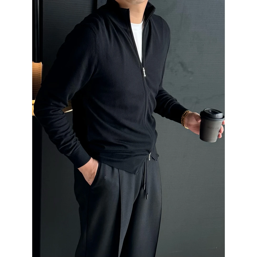 DRUNKCORNER双头拉链针织毛衣立领外套