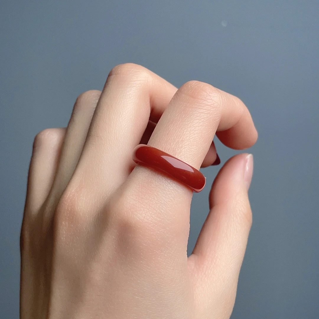 【爆款必入】销量800+ 红玛瑙戒指指环天然玛瑙戒圈无瑕轻奢热卖