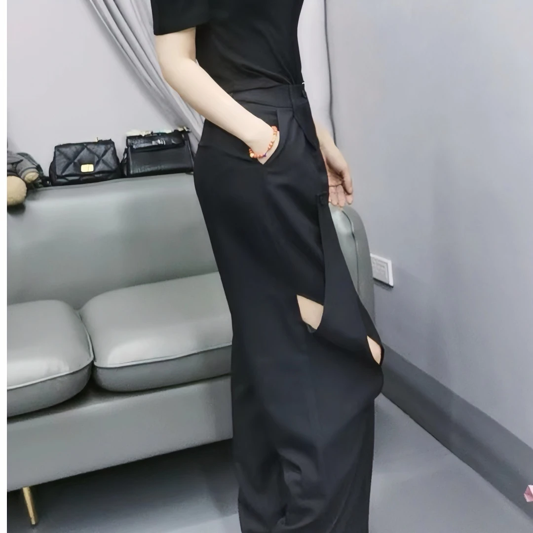 《谢小妹》2355小众设计休闲夏季百搭漏洞阔腿裤