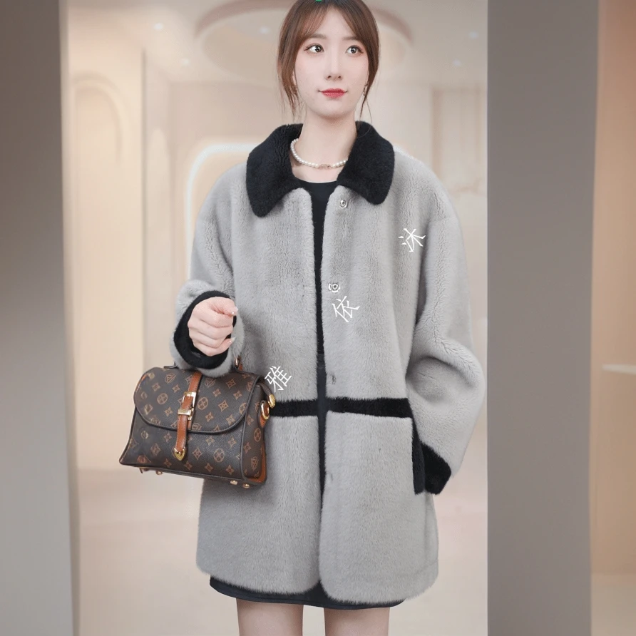 雅依沐2024年冬季海宁貂绒服饰外套短外套中年妈妈女装貂绒服饰