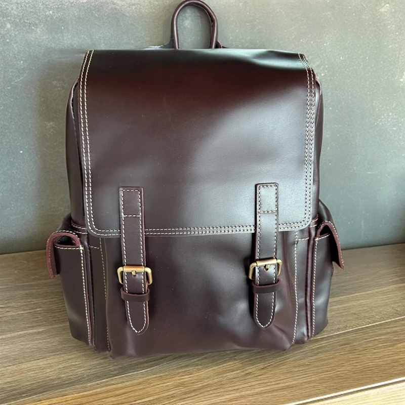 外贸个性独特手工双肩包  疯马皮酷酷的与众不同  皮子厚