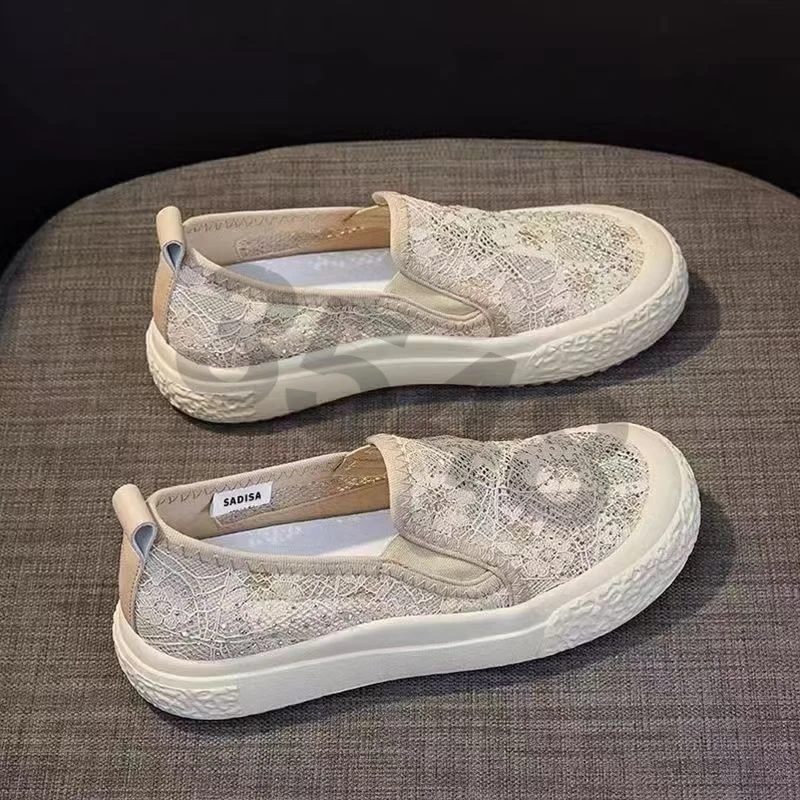 夏季网面透气渔夫鞋女鞋小香风厚底休闲鞋懒人一脚蹬女士网鞋布鞋