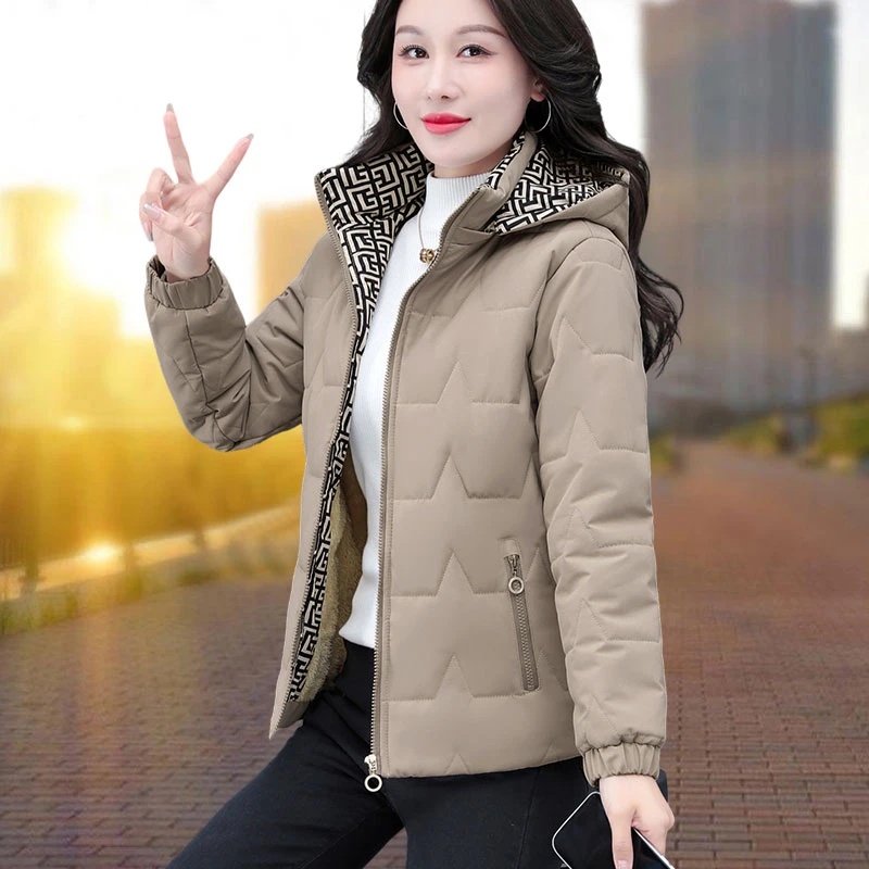 大码中老年女加绒加厚保暖棉服袄妈妈装冬季新款小个子短款棉衣