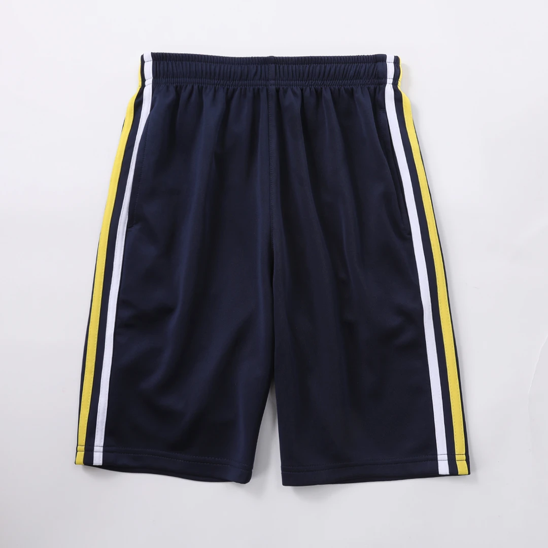 夏季短裤南韩丝校服藏蓝色白黄条两道杠五分裤薄款初高中学生校裤