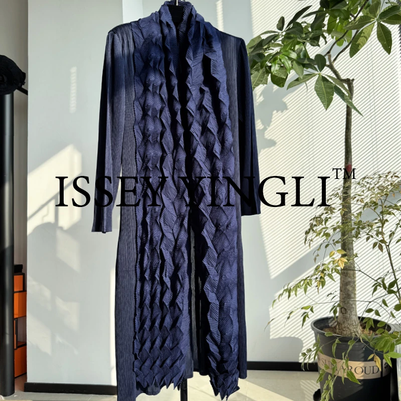 莉褶高端褶皱重工褶外披时尚设计长款风衣外套气质百搭外套2412