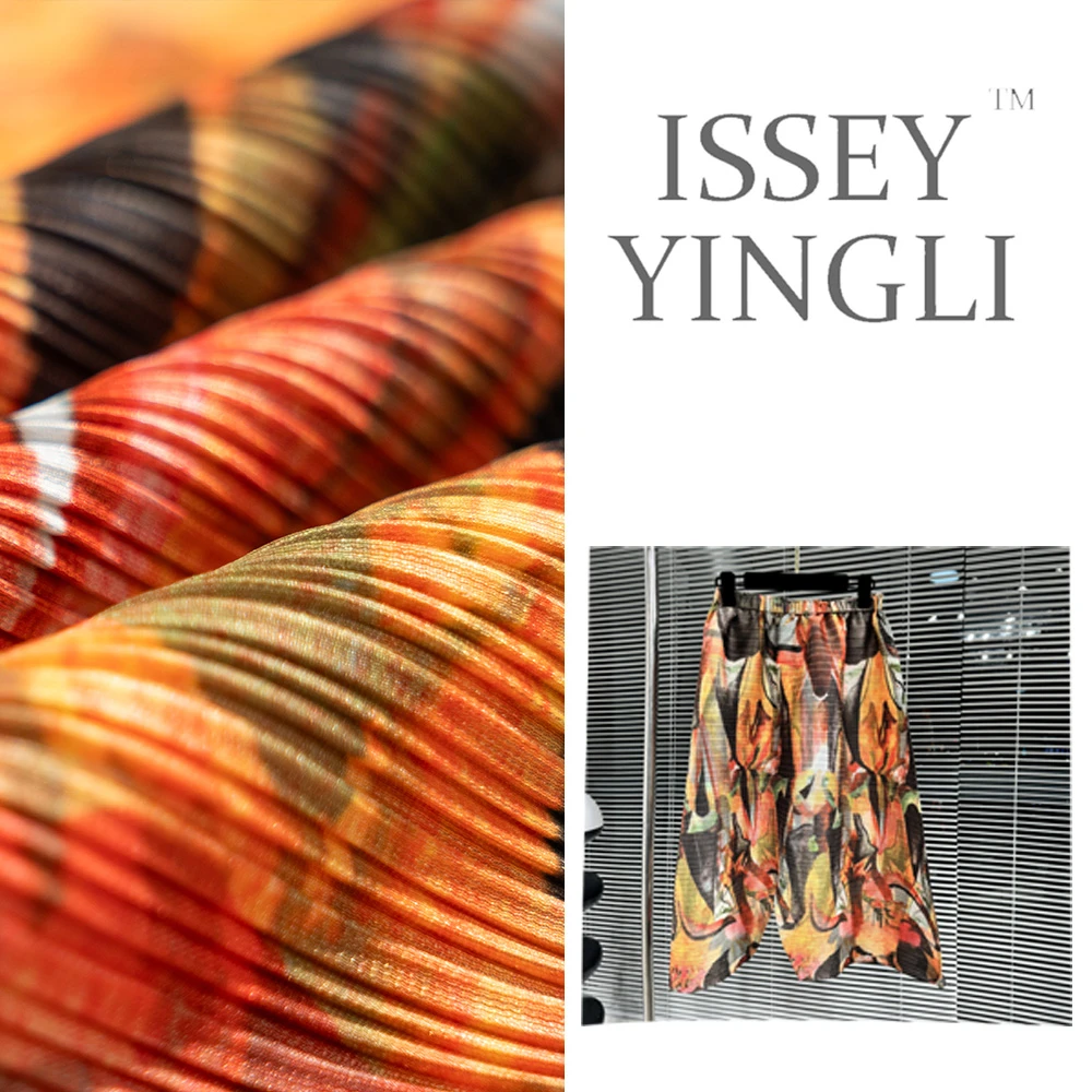 莉褶宅宅褶皱花色造型裤女士休闲百搭裤子气质显瘦设计感裤子2149