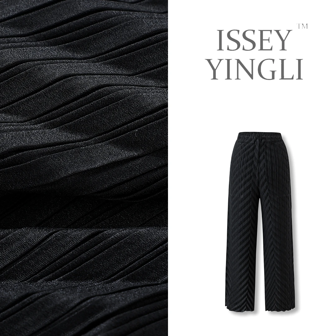 莉褶女装阔腿裤重工褶直筒裤子爆款高端女显瘦菠萝褶裤子1043